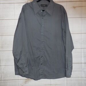 Beverly Hills Polo Club Mens 3XLB Grey Polka Dot Long Sleeve Button Down Shirt